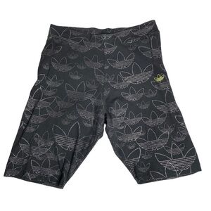 Adidas Black Glitter Logo Print Shorts - Size M